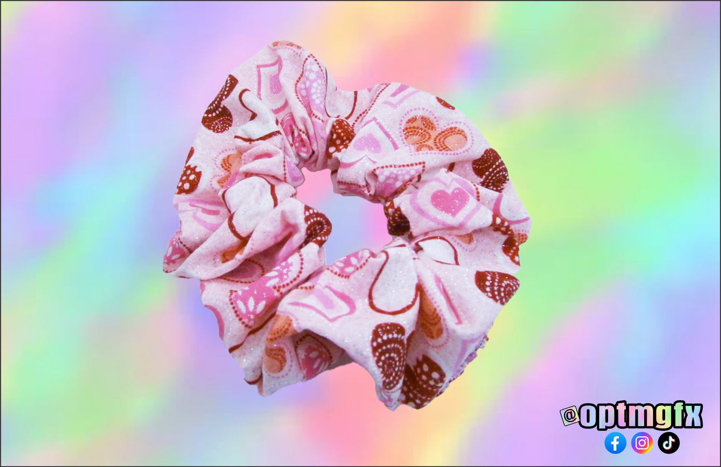 Pink Hearts Scrunchie