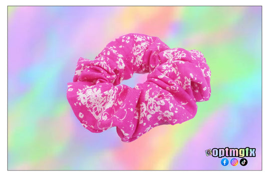 Pink Floral Scrunchie