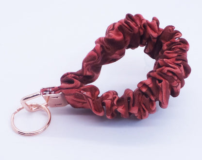 Burgundy Floral Scrunchie Key Fob