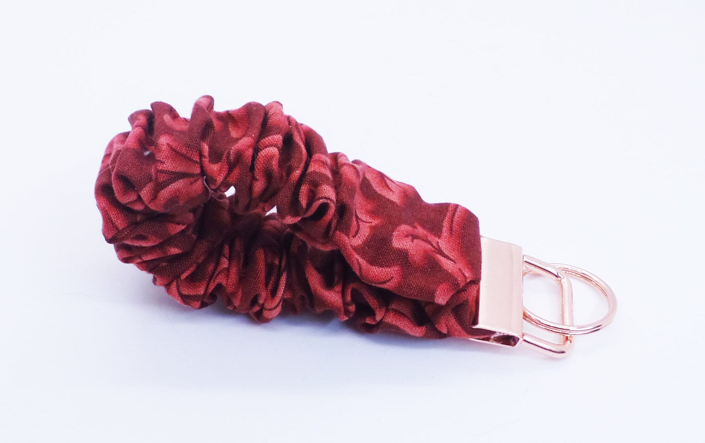 Burgundy Floral Scrunchie Key Fob