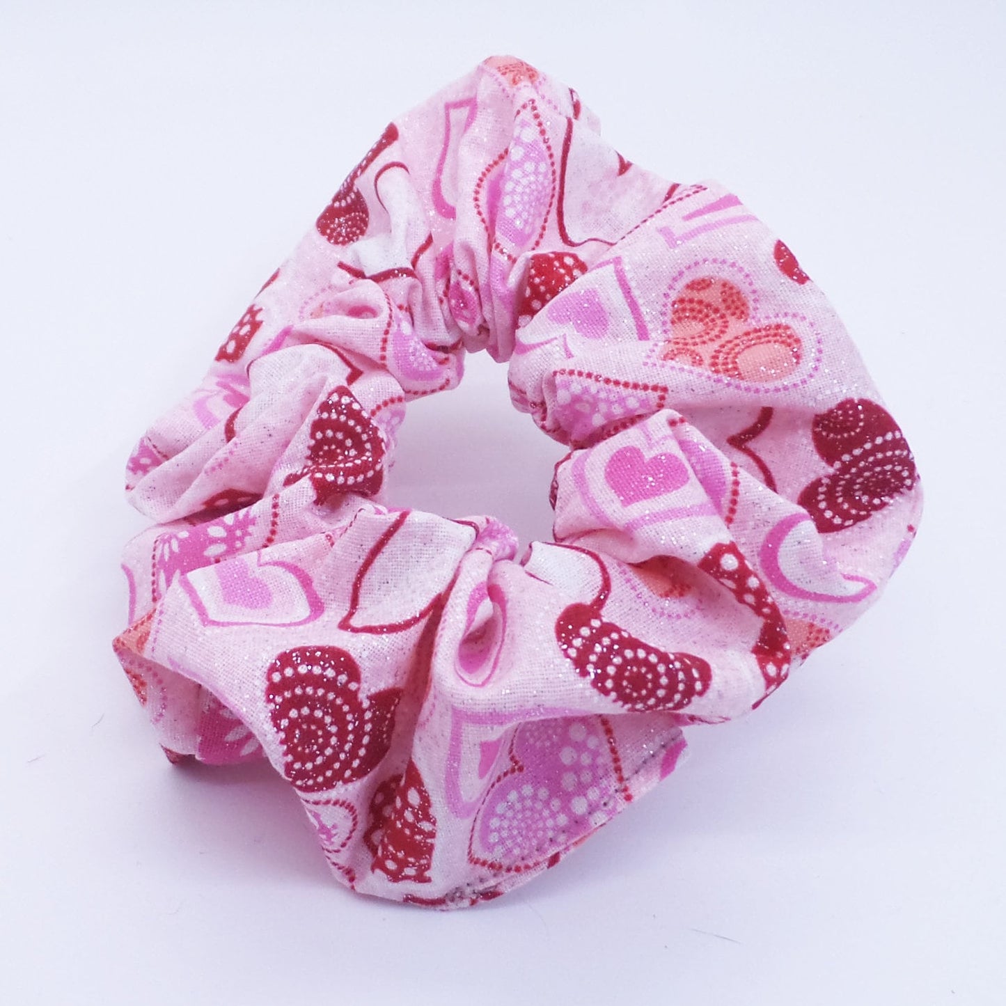 Pink Hearts Scrunchie