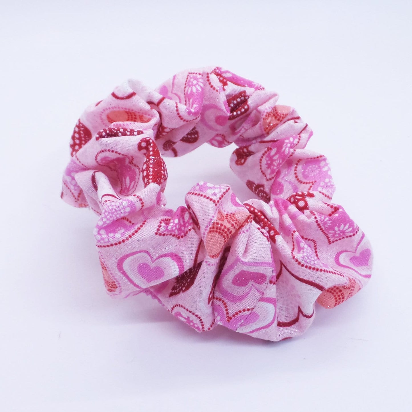 Pink Hearts Scrunchie